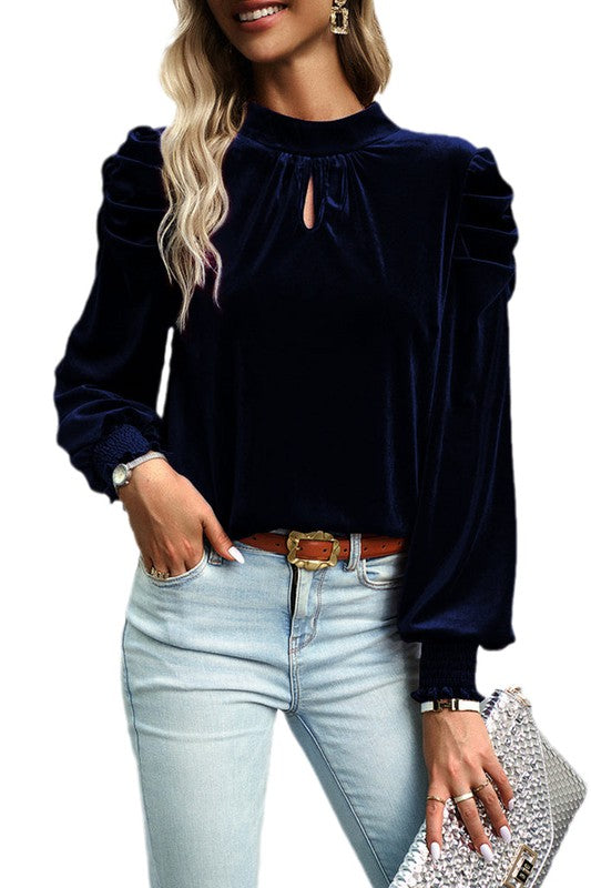 ROYAL BLUE Velvet blouse