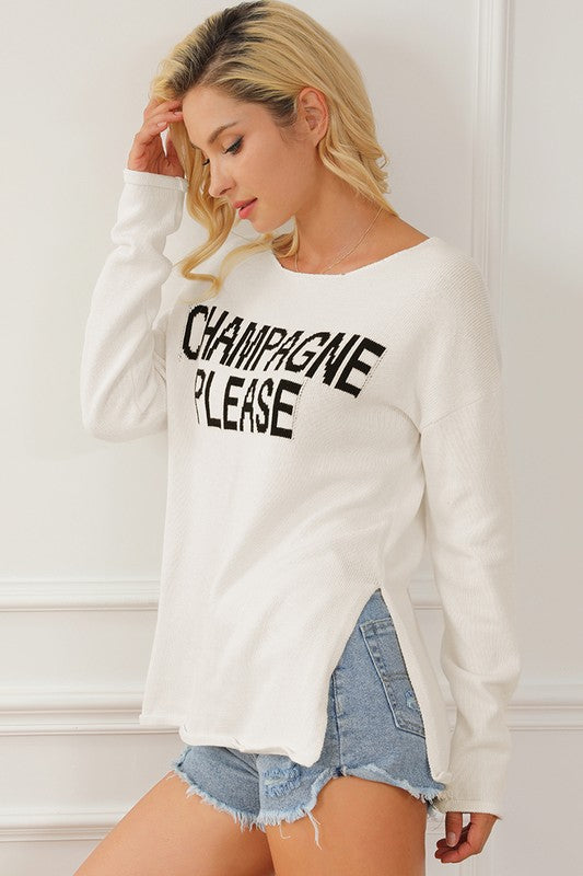 CHAMPAGNE PLEASE Lightweight sweater