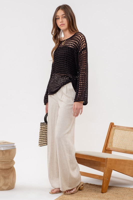 STEALIN LOVE Black crochet pullover