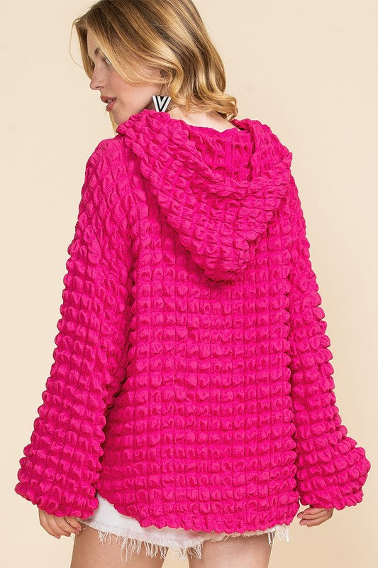 SICKLY SWEET Hot pink waffle hoodie