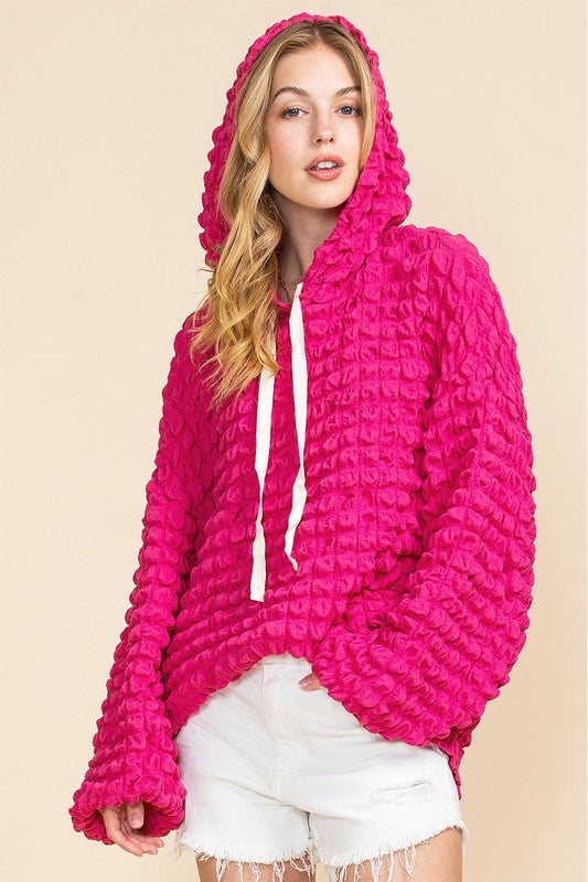 SICKLY SWEET Hot pink waffle hoodie