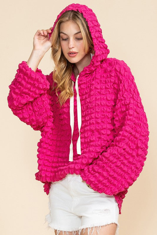 SICKLY SWEET Hot pink waffle hoodie