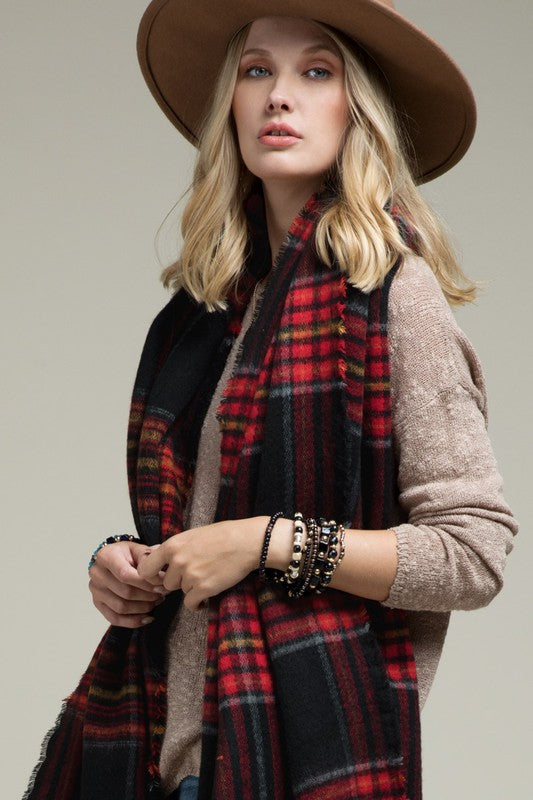WALK MY WAY Plaid Scarf