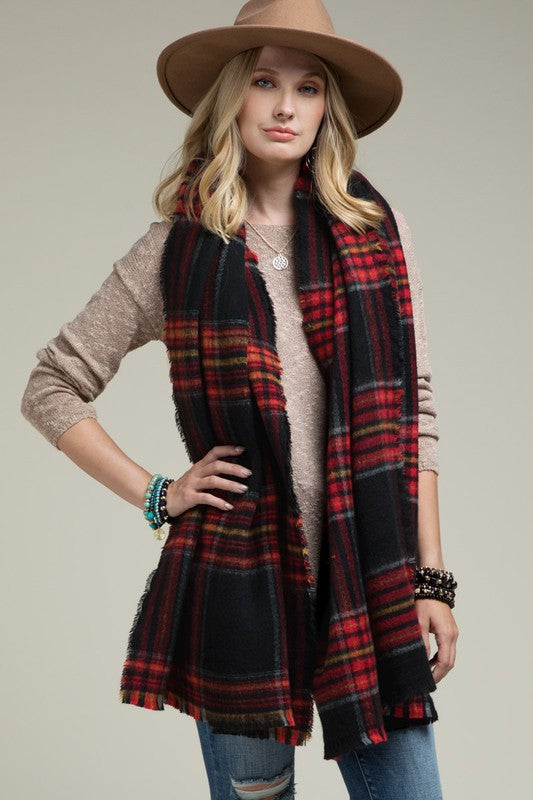WALK MY WAY Plaid Scarf