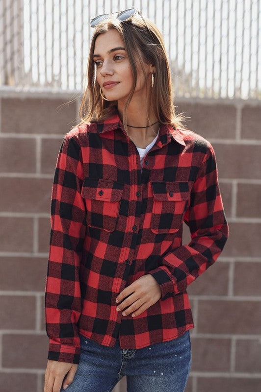 HOW ABOUT THEM COWGIRLS Buffalo Plaid Flannel Top