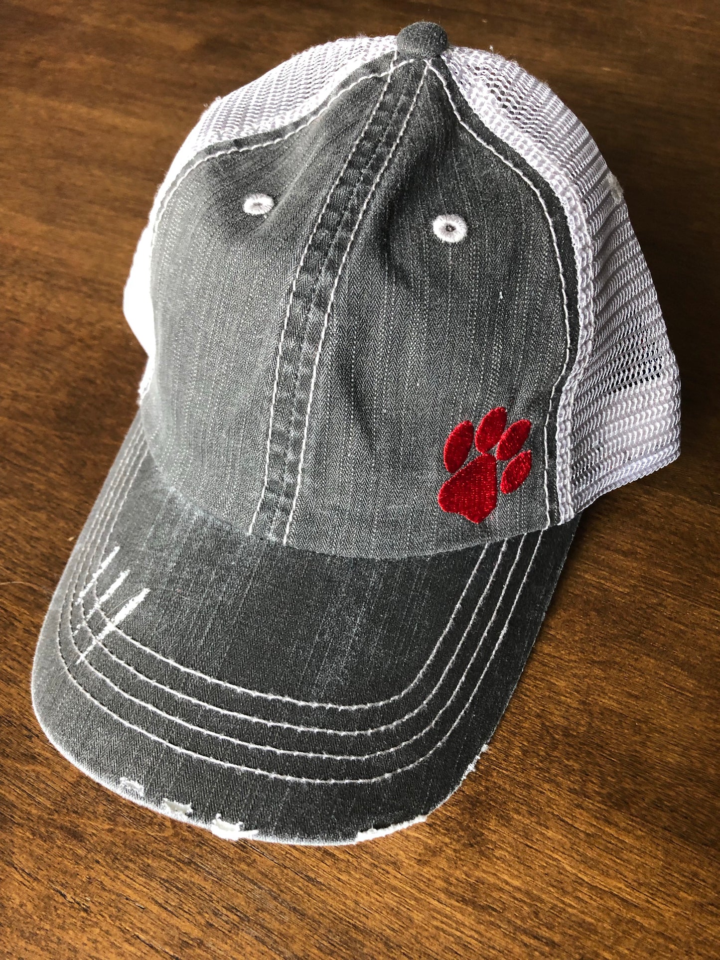 DISTRESSED PAW PRINT Trucker Hat