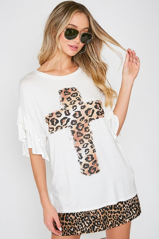 LOVE PARTY Leopard Cross Tee