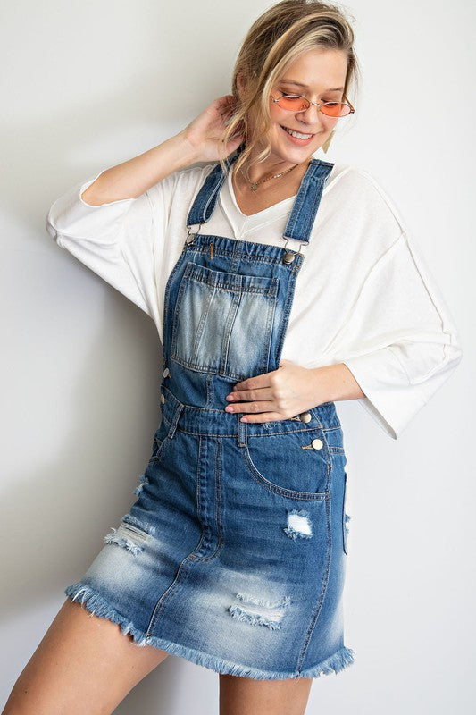 LOVE REMAINS Overall mini dress