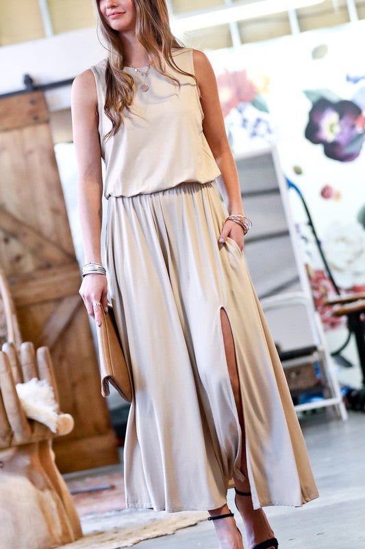 YOU DID IT AGAIN Heathered Gray Maxi Dress