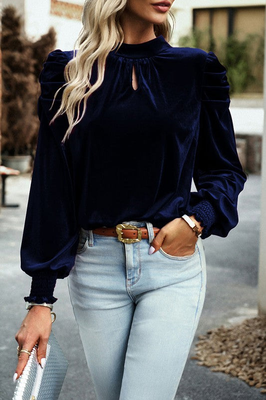 ROYAL BLUE Velvet blouse