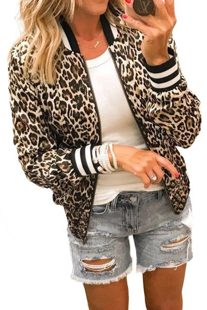 FAST LANE Leopard bomber jacket