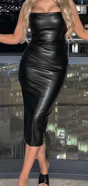 BLACK BEAUTY Faux leather dress