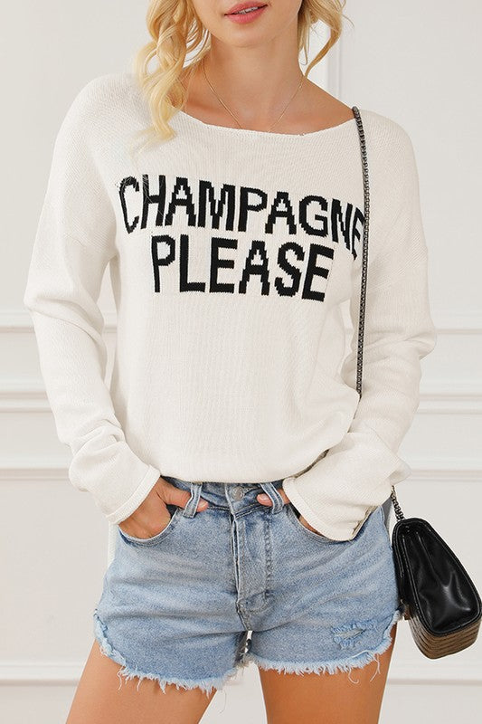 CHAMPAGNE PLEASE Lightweight sweater