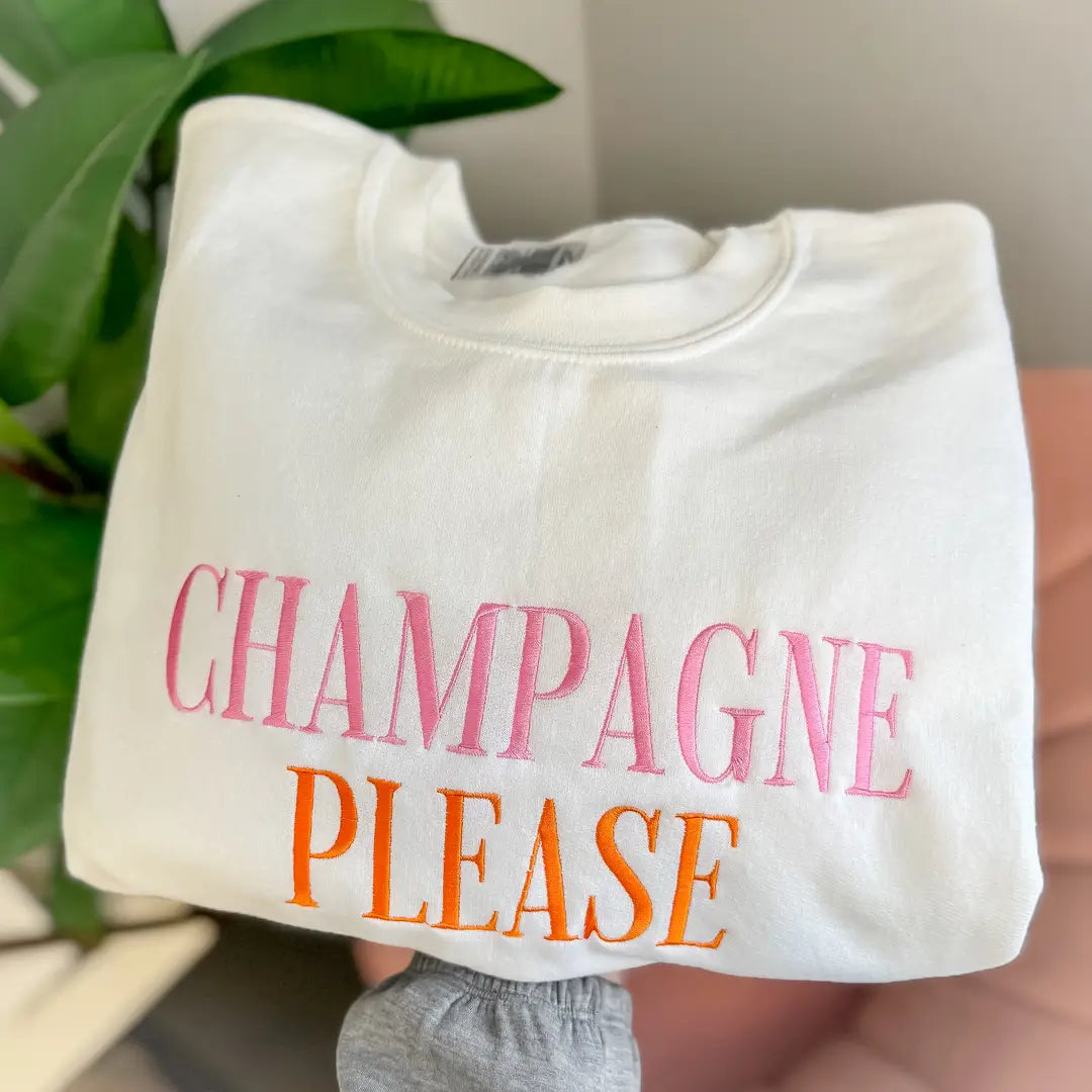CHAMPAGNE Please embroidered sweatshirt