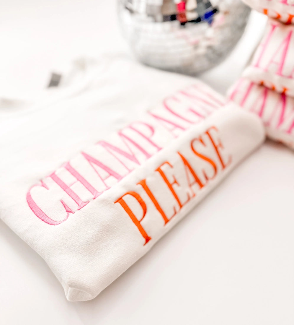 CHAMPAGNE Please embroidered sweatshirt