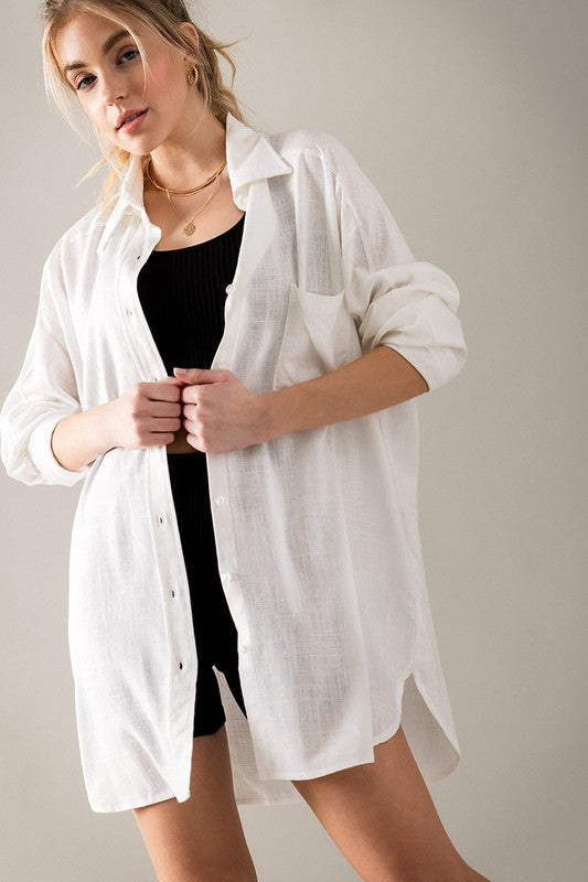 JESSE'S GIRL Oversized linen-like top