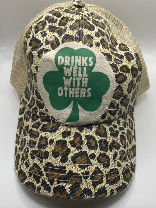 DRINKS WELL WITH OTHERS Leopard Trucker Hat