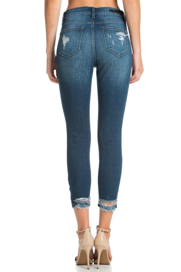 RAIN-RIVER Distressed Ankle Cropped Skinny Jeans