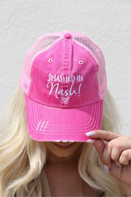SMASHED IN NASH Pink Trucker Hat