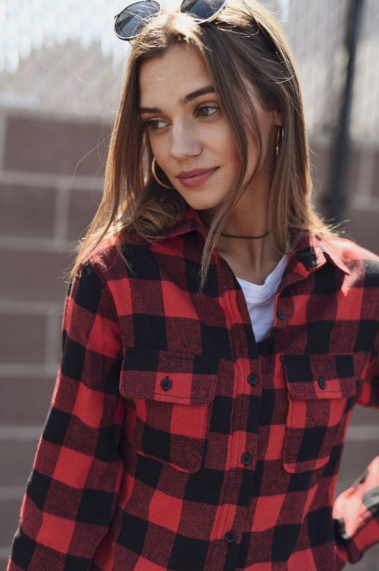 HOW ABOUT THEM COWGIRLS Buffalo Plaid Flannel Top