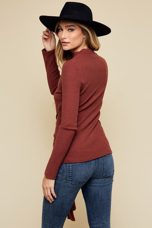 GLORY OF LOVE Rust Ribbed Top